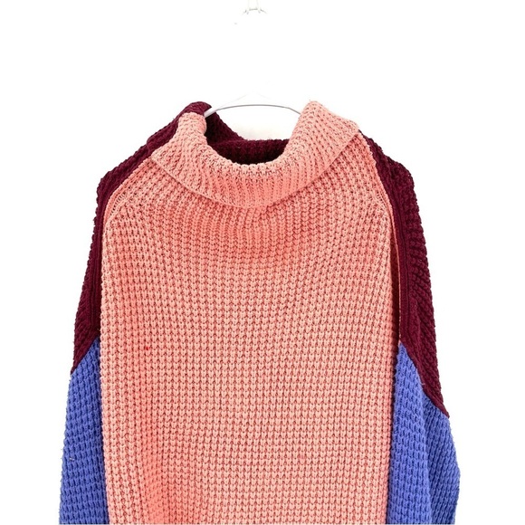 Free People Park City Color block Knit Oversized Chunky Pullover Sweater - Picture 5 of 9